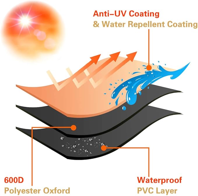 Vailge Waterproof Patio Chaise Lounge Cover, 600D Heavy Duty Outdoor Lounge Chair Covers,UV Resistant Patio Furniture Covers,2 Pack-Medium,Beige & Brown