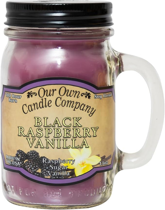 Our Own Candle Company Black Raspberry Vanilla Scented Mason Jar Candle, 100 Hour Burn Time, 13 Ounces