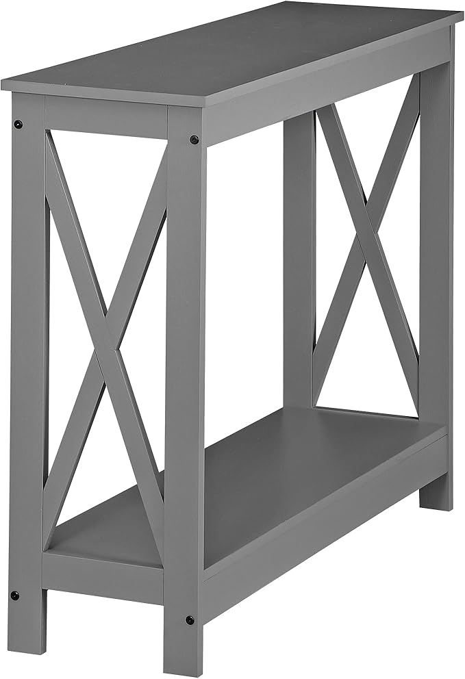 SUPER DEAL Console Table 39.5”, 2-Tier Narrow Sofa Side Table with Storage Shelf, Entrance Table for Hallway/Foyer/Living Room/Corridor/Office, Grey