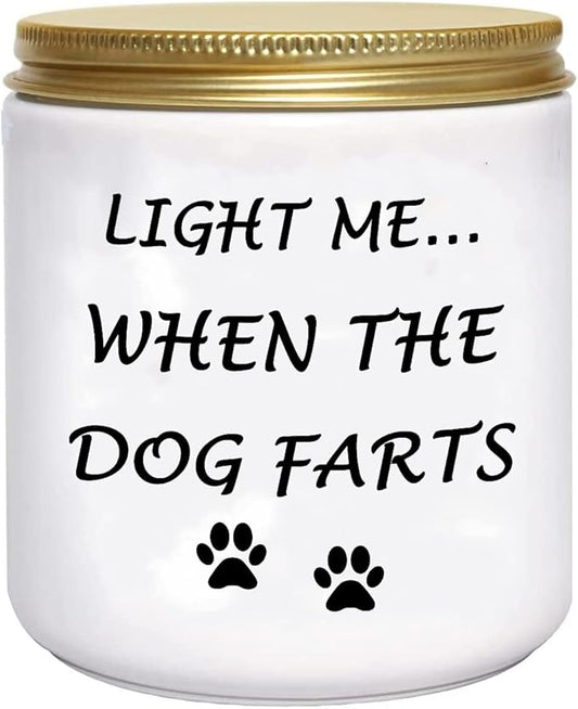 BFJLIFE Funny Gifts for Women Unique Dog Mom Dog Lovers Christmas Birthday Gifts for Her Sister Best Friend Girlfriend Wife Stocking Stuffers Light Me When Farts Lavender Scented Soy Candles