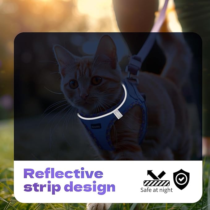 Rttochfy Cat Harness and Leash Set, Escape Proof Kitten Harness, Soft and Breathable Vest with Reflective Strip, Easy to Wear for Cats Walking and Traveling (Orange, S)