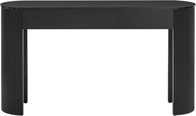Modern Fluted Console Table 54-Inch Oval Entry Sofa Table with Storage Drawers for Living Room Entryway Hallway Furniture, Black