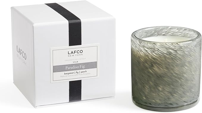 LAFCO New York Classic Candle, Paradiso Fig - 6.5 oz - 50-Hour Burn Time - Reusable, Hand Blown Glass Vessel - Made in The USA