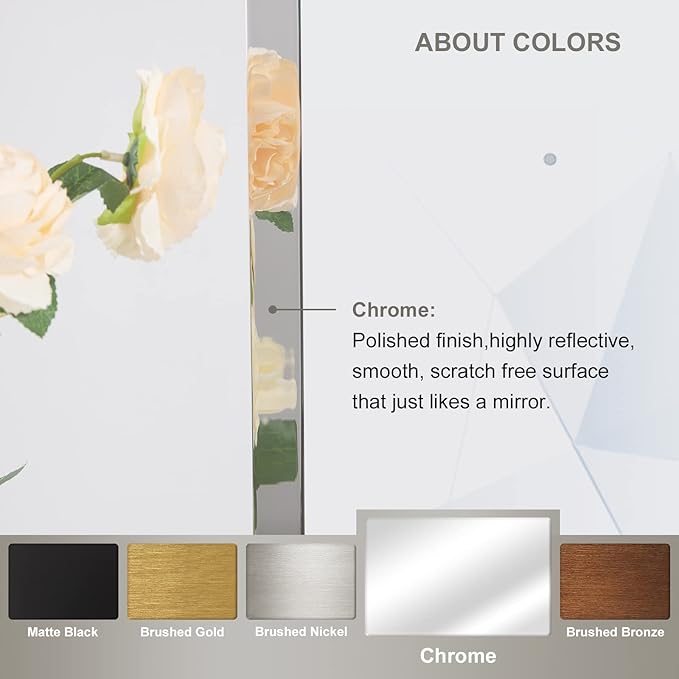 ANDY STAR Arch Mirror, 24" x 38" Arched Chrome Mirror in Stainless Steel Metal Frame, Chrome Bathroom Mirror for Wall, Arch Top Rounded Corner 1" Deep Set Design Wall Mount Hangs Vertical