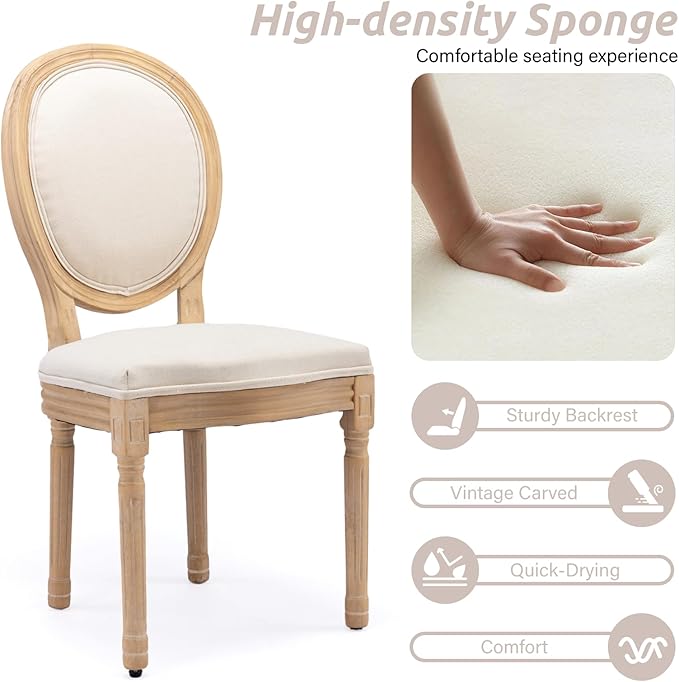 SoarFlash Kitchen Table and Chairs for 2, 31.5" Dining Table Set for 2 with French Dining Chairs, 3 Piece Round Kitchen Table Set, Dining Room Table Set for Small Space, Apartment