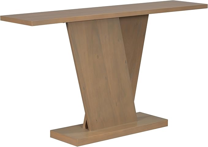 Modern Unique Console Table 59.8-Inch Long Entry Sofa Table Accent Furniture for Living Room Hallway Entryway, Brown