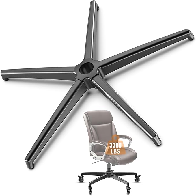 Office Chair Base Replacement (3300 lbs) - Heavy Duty Alloy Office Chair Base Replacement, Universal Gas Cylinder and Caster Socket