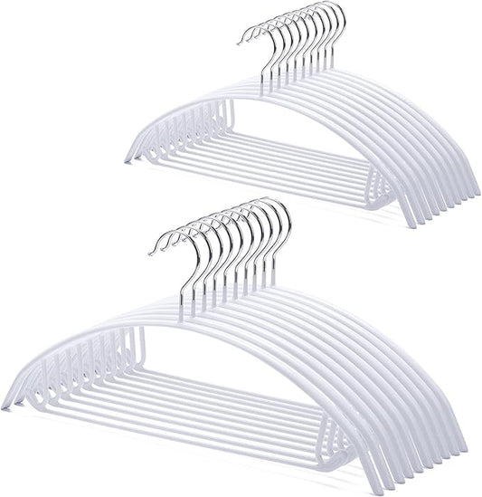 Nature Smile Non Slip PVC Coating Sweater Hangers,Dress Suit Coat Hangers,Shoulder Bump Free Golf T Shirts Clothes Hangers (White Color 20 Pack)