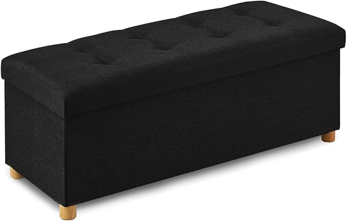 BRIAN & DANY 43 Inches Folding Storage Ottoman Bench, Ottoman with Storage Bench for Bedroom, Living Room, Entryway, Foot Rest with Legs, Black