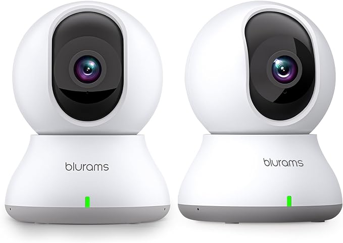blurams Cameras for Home Security, 2K Indoor Camera 360° Pet Camera with Phone App, Motion Tracking, 2-Way Audio, IR Night Vision, Siren, Works with Alexa & Google Assistant