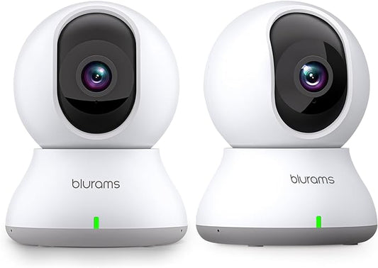 blurams Cameras for Home Security, 2K Indoor Camera 360° Pet Camera with Phone App, Motion Tracking, 2-Way Audio, IR Night Vision, Siren, Works with Alexa & Google Assistant