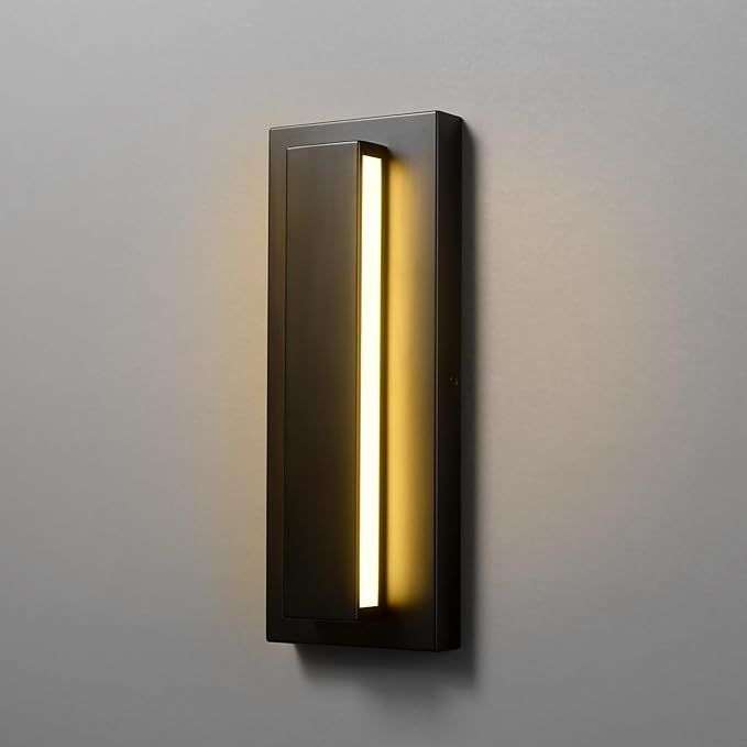 GLOBE Electric 60000172 15W LED Integrated Outdoor Wall Sconce, Matte Black, Frosted Acrylic, 600 Lumens, 2700 Kelvin, 90 CRI