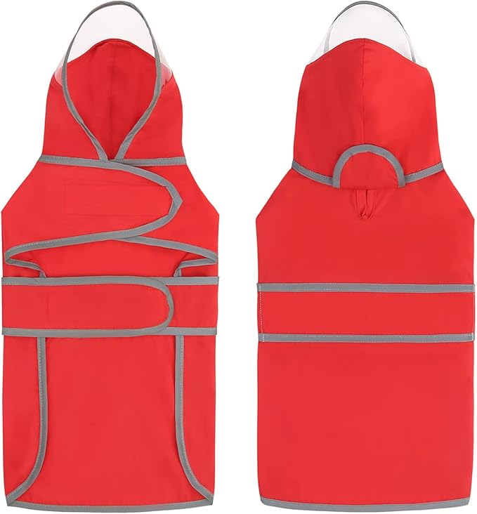 HDE Dog Raincoat with Clear Hood Rain Jacket Poncho for Small Medium Large Dogs Red - M