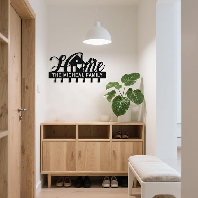 Custom Names Key Holder for Wall,Personalized Metal Key Hooks with Name,Decorative Key Rack Hooks for Home,Hallway,Entryway,Front Door,Office,Mother's Day Gift undefined undefined