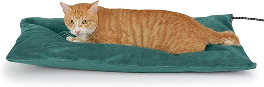 Outdoor Heated Cat Bed, Soft Pet Heating Pad with Steel-Wrapped Cord, Outside Pet Warmer for Feral Cats and Dogs, 27.5" x 15.7", 50 Watts