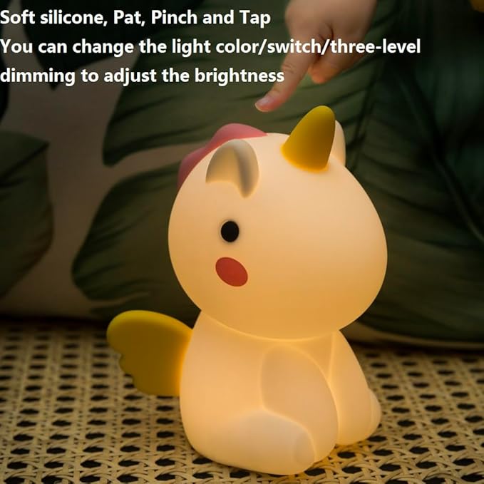 Unicorn Night Light for Adults Kids,Rechargeable Light Table Lamp Bedside Lamp with 7 Colors,LED Dimmable Animal Silicone Sleep Night Lamp Cute Room Decor Night Light for Girls Boys