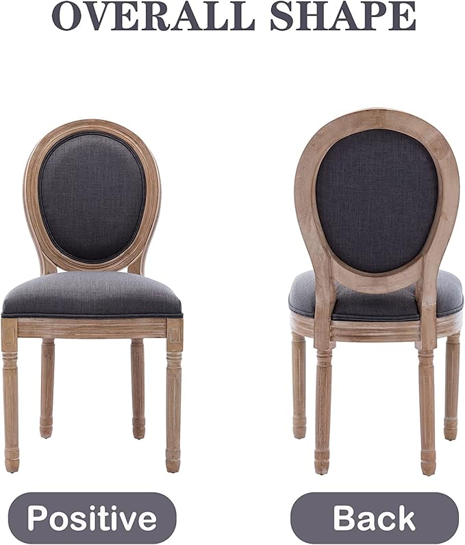 Nrizc French Country Dining Chairs Set of 6, Farmhouse Dining Chairs, Wood Round Back Dining Room Chair for Dining Room/Living Room/Bedroom