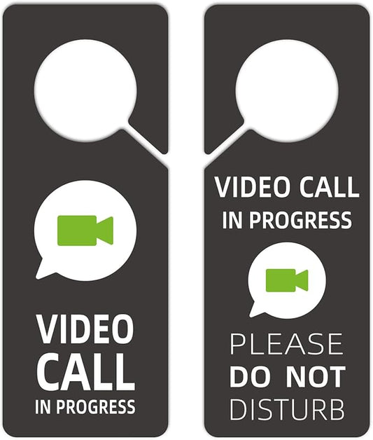 Video Call In Progress Do Not Disturb Door Hanger Sign, 2 Pack (Printed on Both Sides), 9.3″x3.5″ PVC Plastic, Please Do Not Disturb Sign for Home, Office. Type 10