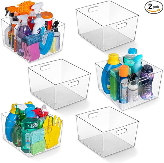 ClearSpace Clear Plastic Storage Bins – XL 6 Pack Perfect Kitchen or Pantry Organization Fridge Organizer and Storage Bins, Cabinet Organizers