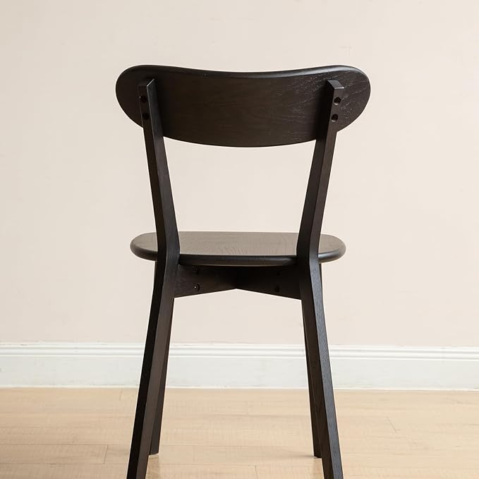 Set of 2 Black Wood Dining Chairs,FAS Grade Oak Dining Chairs, Sturdy Outer Sword-Leg Design in Black Finish for Restaurant, Cafe, and Modern Home Kitchen,Easy Assembly,400 lb Capacity