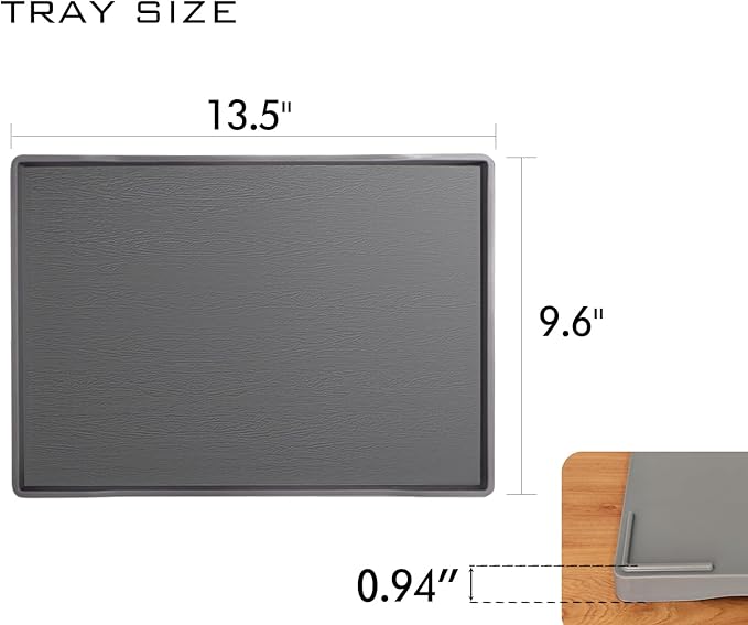Gray Serving Tray (13.5 x 9.6 inch) for Serving Accessory, Perfect for Charcuterie, Cupcake Stand, Coffee Table Decor, Party Supplies, Bathroom Vanity & Breakfast in Bed.