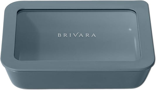 Ceramic Coated Glass Food Storage Container | No PTFE, PFOA, PFAS, and BPA | Reusable Non Toxic Meal Prep Container with Glass Lid | Easy To Store | 3 Cup Rectangle [Dusk]