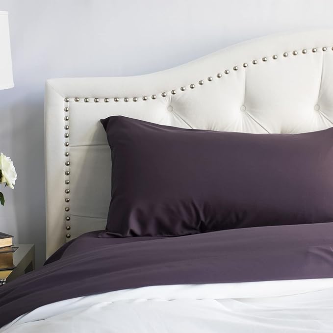 PeachSkinSheets Eggplant Sheet Set - 1500tc Level of Softness - Extra Soft Cooling Sheets for Hot Sleepers and Night Sweats - Regular King Size
