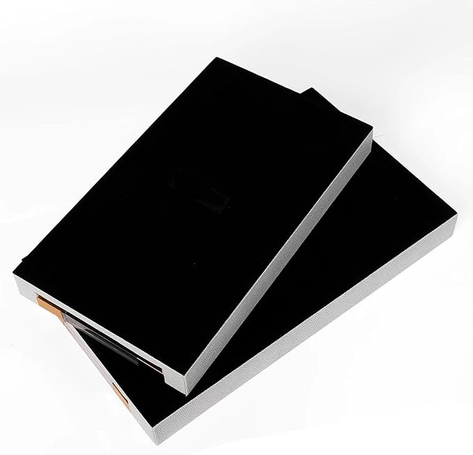 2 Pack Large Ottoman Tray Shagreen Decorative Tray Serving Tray with Acrylic Gold Handles, Ice Blue Vegan Leather Coffee Table Tray for All Occations Home Decor