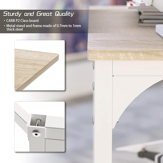 Elephance Large L-Shaped Computer Desk with Shelves, Corner Desk, Home Office Writing Workstation, Gaming Desk PC Latop Table with Storage