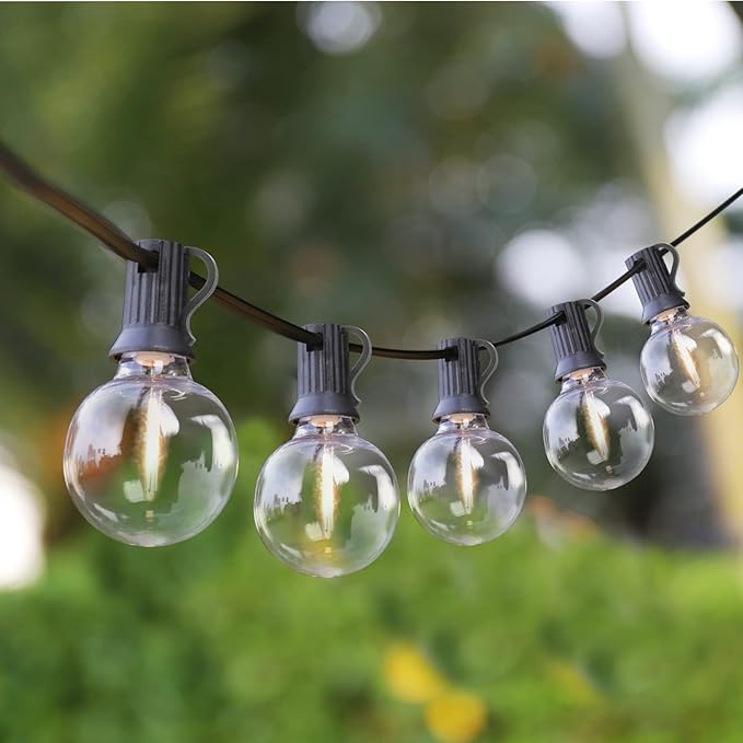 Mlambert 150Ft(3x50Ft) Outdoor String Lights, G40 Globe Patio Lights with 75+6 Dimmable Shatterproof LED Hanging Bulbs for Backyard Party-Black Wire