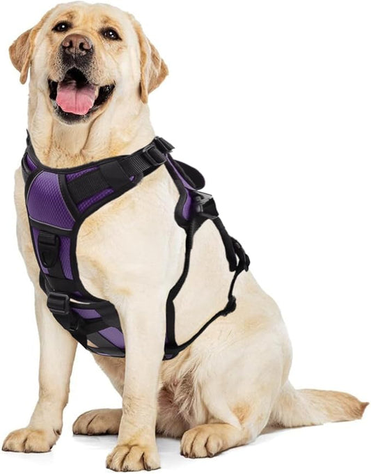 AUROTH Escape Proof Dog Harness - No Pull with Lift Handle, Soft Padded Reflective Adjustable Vest, Large for Walking Hiking Training