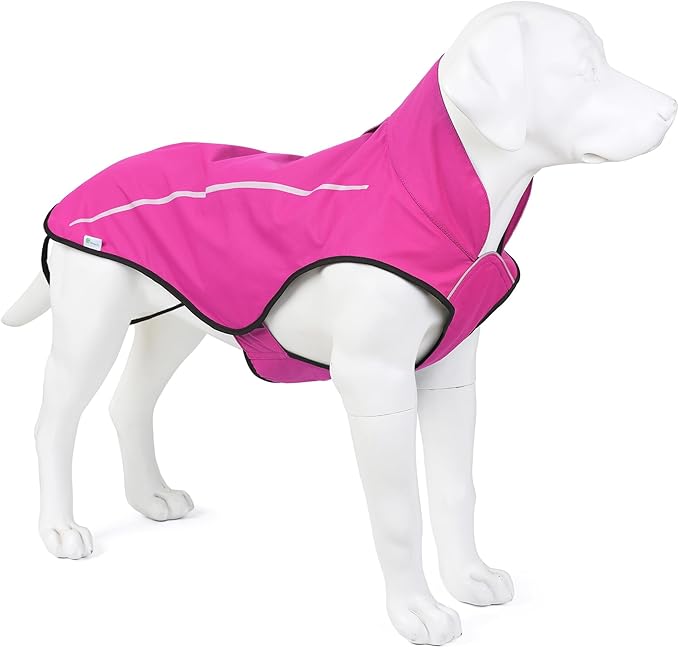 Mile High Life Dog Raincoat, Adjustable Waterproof Reflective Rain Jacket for Small Medium Large Dogs, Lightweight Breathable Pet Rain Coat with Leash Hole(Hot Pink,XXL Chest 36-42")