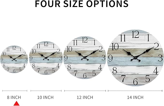 HYLANDA Wall Clock, Silent Non Ticking Wall Clocks Battery Operated, Rustic Wooden Clocks Decorative for Kitchen, Bathroom, Bedroom, Living Room, (8 Inch)