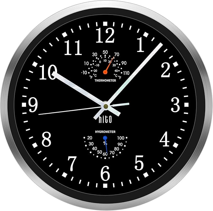 HITO 14 Inch Silent Wall Clock Battery Operated, Large Wall Clock for Living Room Decor, Office, Classroom, Bedroom