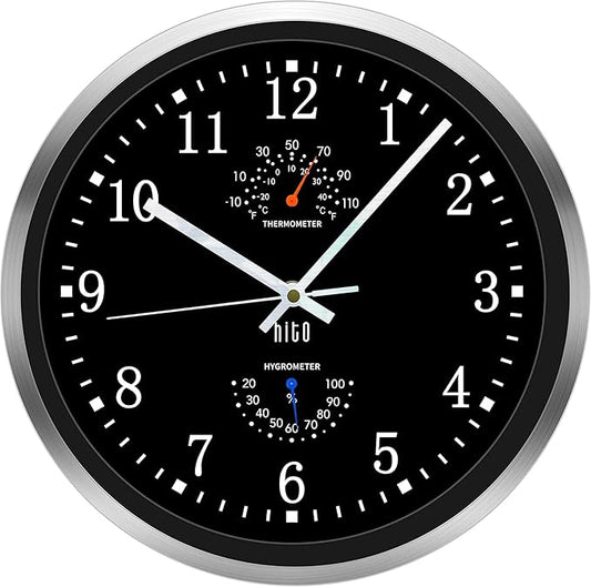 HITO 14 Inch Silent Wall Clock Battery Operated, Large Wall Clock for Living Room Decor, Office, Classroom, Bedroom
