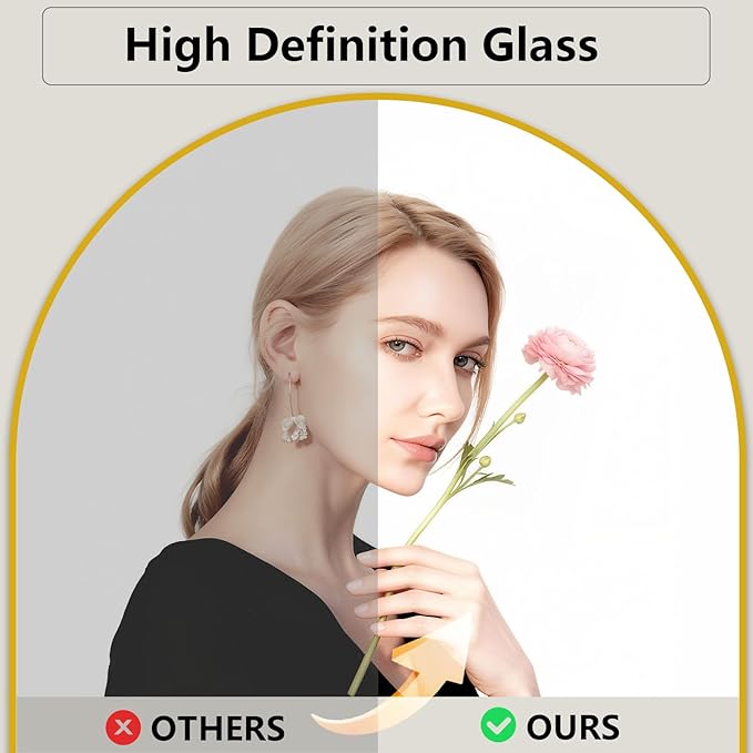 Large Full Length Mirror, 36"x80" Arched Floor Mirror Full Length with Stand, Room Decor Big Full Body Mirror with HD Tempered Glass Aluminum Frame for Bedroom Living Room, Gold