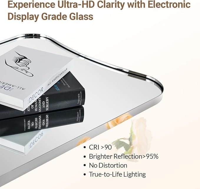 ANDY STAR Chrome Mirror for Bathroom, 22x30 Inch Asymmetrical Mirror, Polished Chrome Bathroom Vanity Mirror with Rust-Proof Stainless Steel 1’’ Frame, Unique Shape for Home Remodel