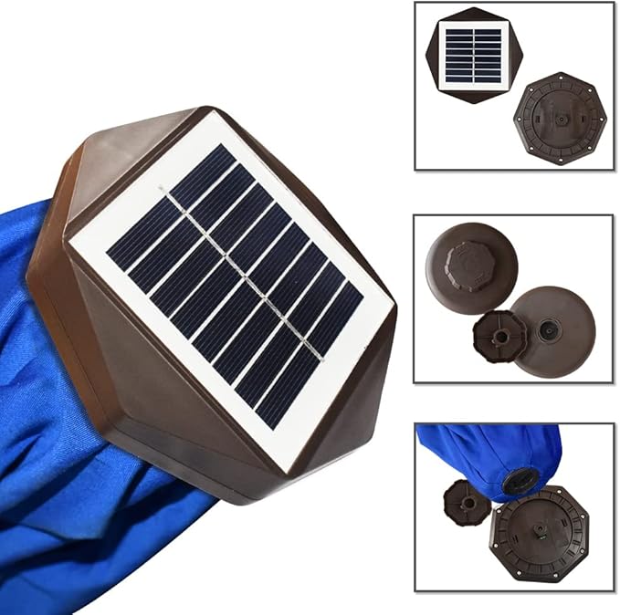 EliteShade USA 10-Year-Non-Fading Solar 9ft Market Umbrella with 80 LED Lights Patio Umbrellas Outdoor Table Umbrella with Ventilation, Royal Blue