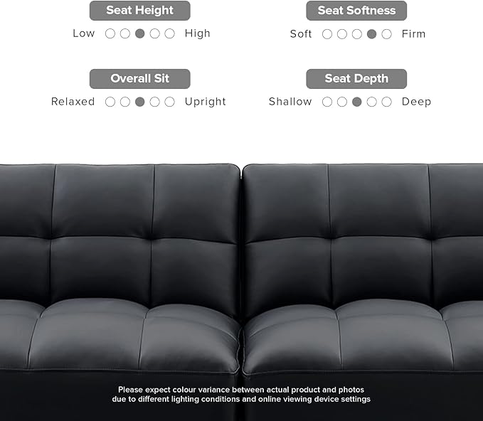 mopio 76.4" Futon Sofa Bed, Couch, Loveseat, Sleeper Sofa, Mid Century Modern Futon Couch, Sofa Cama, Couches for Living Room (Aaron PU, Midnight Black)