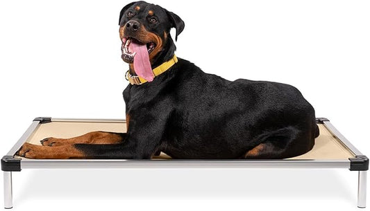 K9 Ballistics Chew Proof Elevated Cooling Dog Bed - Made for Aggressive Chewers, Virtually Indestructible, Ripstop Fabric with No Padding, Pre-Assembled - XL, Sandstone