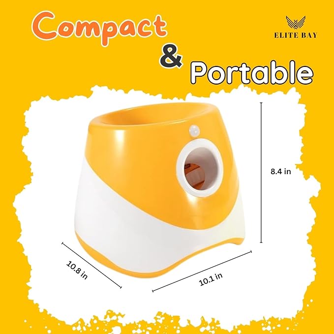 Automatic Dog Ball Thrower – Interactive Pet Toy with USB Charging | Includes 6 Soft 2-Inch Balls | Hands-Free Fetch Launcher for Small & Medium Dogs | Durable ABS Build | Orange Dog Toy