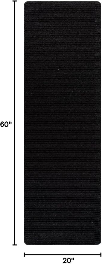 Non Slip Black Solid Rubber Back Thing Runner Rugs for Living Room 2x5 for Kitchen, Rug for Bedroom and Hallway, Stain Resistant Easy Cleaning Non Shedding Carpet Black 2 x 5