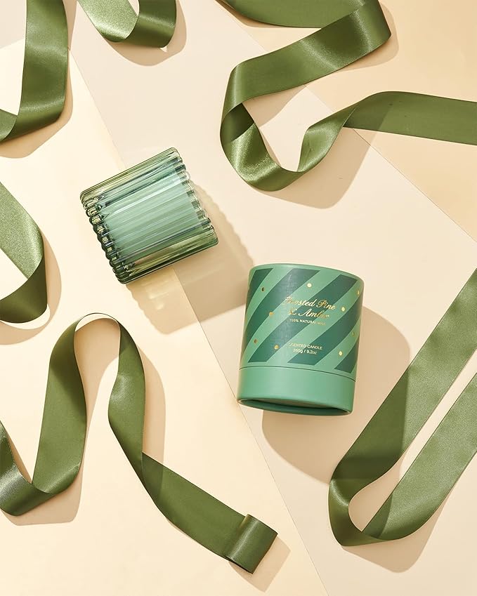 M&SENSE Frosted Pine Amber Scented Candles, 9.2 Oz 60 Hours Burning Time Soy Candle, Christmas Fall Gifts for Home Decor, Up to, Natural Soy Wax Relaxing Aromatherapy Candle