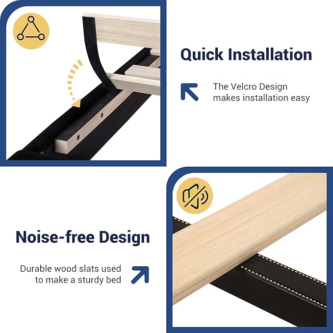 Allewie Velvet Vertical Tufted Full Size Upholstered Platform Bed Frame with 2-Tier LED Storage Headboard & 2 Storage Drawers, USB & Type-C Charging Ports, Noise-Free/No Box Spring Needed, Black