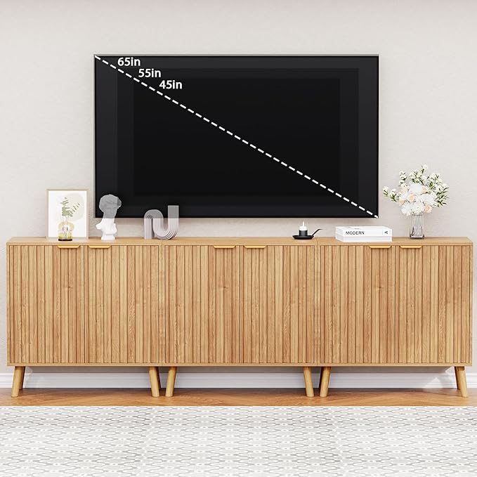 Fluted Storage Cabinet, Buffet Cabinet Sideboard, Modern Accent Cabinet Console Table for Entryway, Living Room