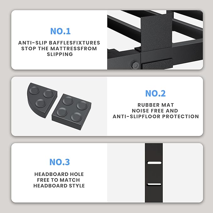 12 Inch Twin Size Bed Frame, 3500Lbs Heavy Duty Metal Platform with Round Corner Legs Mattress Slide Stopper, Steel Slat Support No Box Spring Needed, Noise Free, Non-Slip, Easy Assembly