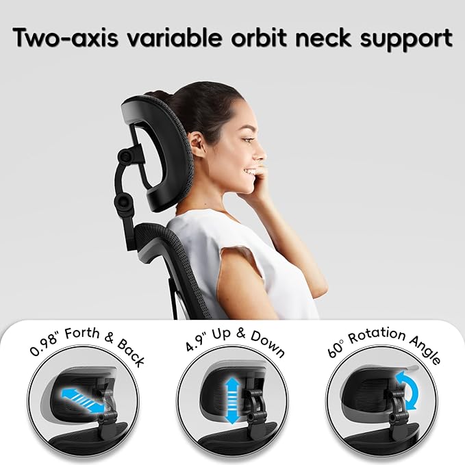 Ergonomic Office Chair-Computer X-Shaped Chair Mesh PU Leather with Adjustable Lumbar Support-Executive Desk Chair High Back with Headrest Flip-Up Arms for Long Hours (Black-Silver)