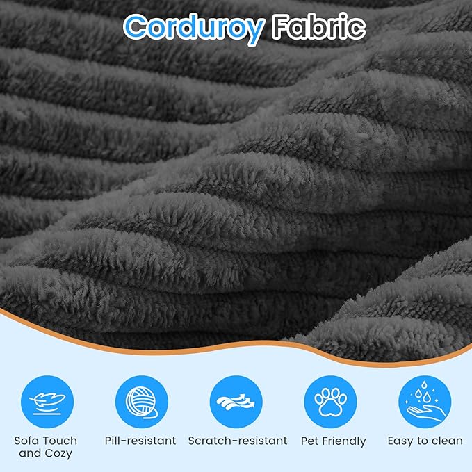PUREMIND 106" Cloud Sectional Couch for Living Room, Corduroy L Shape Sofa with Deep Seat, Modular Boneless Foam Couch Corner Couches No Assembly Required