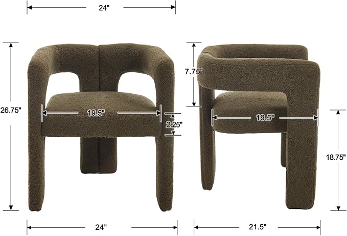 Modern Dining Chairs Set of 4, Upholstered Side Chairs Sherpa Fabric Guest Chairs with Barrel Backrest Armchair for Dining Room Living Room, Green