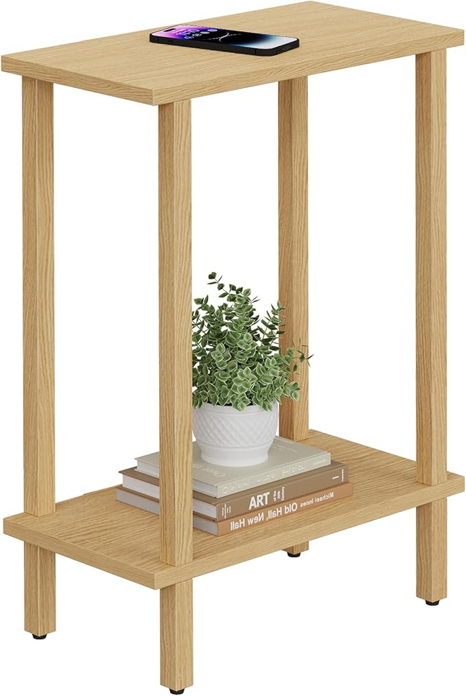 TUTOTAK Small Side Table, Narrow End Table, Skinny Sofa Table, Slim Nightstand, Couch Table, Living Room, Bed Room, Natural TB01BN062